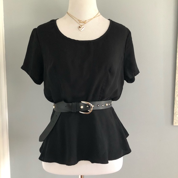 Marabelle XS Black Peplum Top - Picture 2 of 10